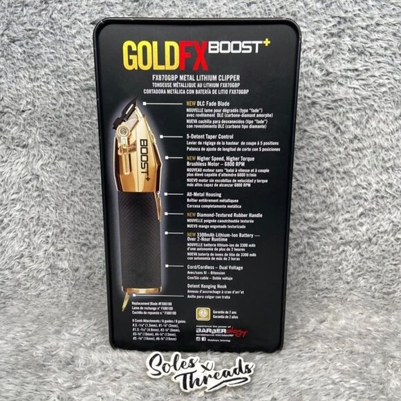 BabyLiss Pro GOLDFX Boost Metal Lithium Clipper Cordless/Cord Black Gold - Picture 2 of 6